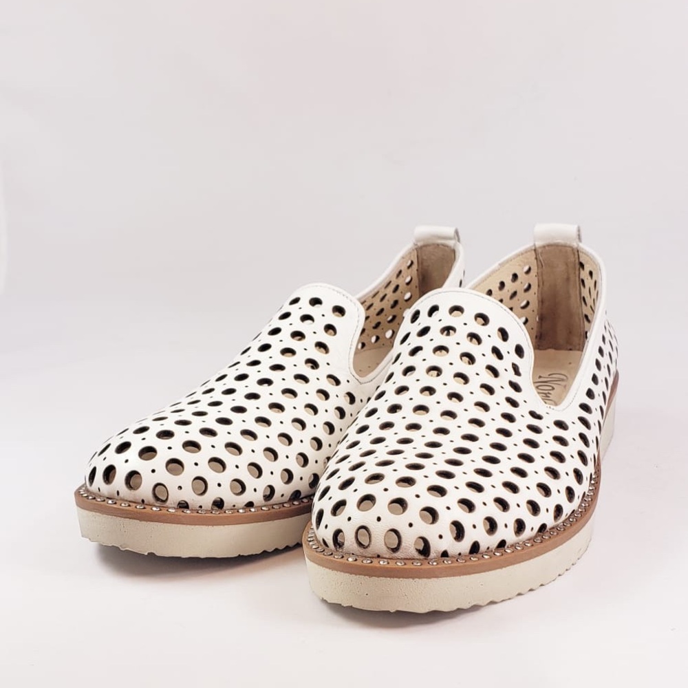 Norka Orthopedic Perforated Leather Flats in White